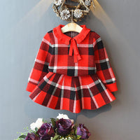 Load image into Gallery viewer, 2 Pieces Set Baby Kid Girls Checked Sweaters And Skirts Wholesale 22092706
