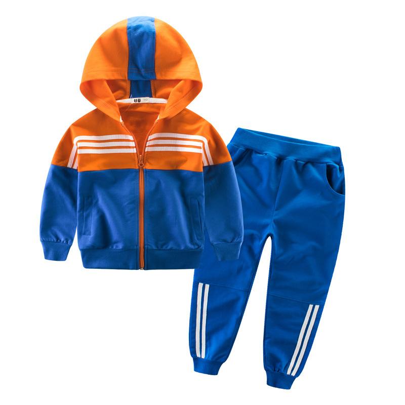 2 Pieces Set Kid Big Kid Boys Striped Jackets Outwears And Pants Wholesale 22041118