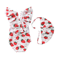 Load image into Gallery viewer, Girls Striped Fruit Checked Print Beach Swimwears Wholesale 22042948
