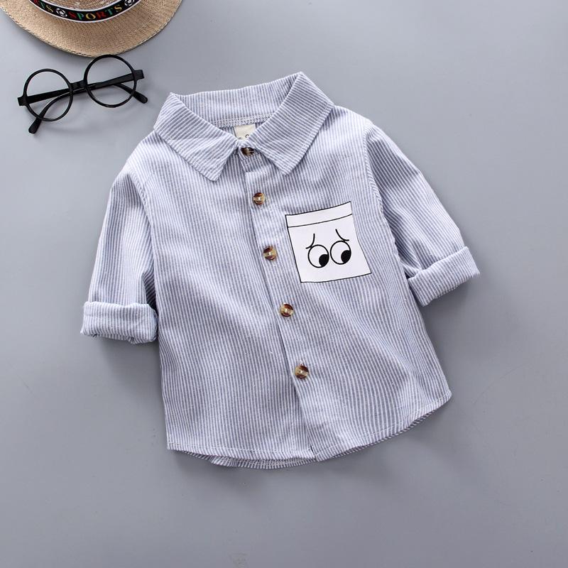 Baby Kid Boys Striped Cartoon Print Shirts Wholesale 230228123