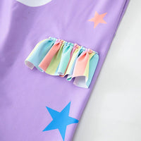 Load image into Gallery viewer, Two Pieces Kid Girl Unicorn Print Swimsui And Hat In Purple Wholesale 49962838
