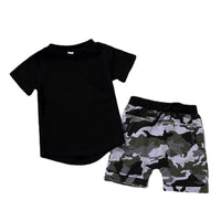 Load image into Gallery viewer, 2-Piece Little Boy Solid Color Top Matching Shorts Outfit Wholesale 66112890
