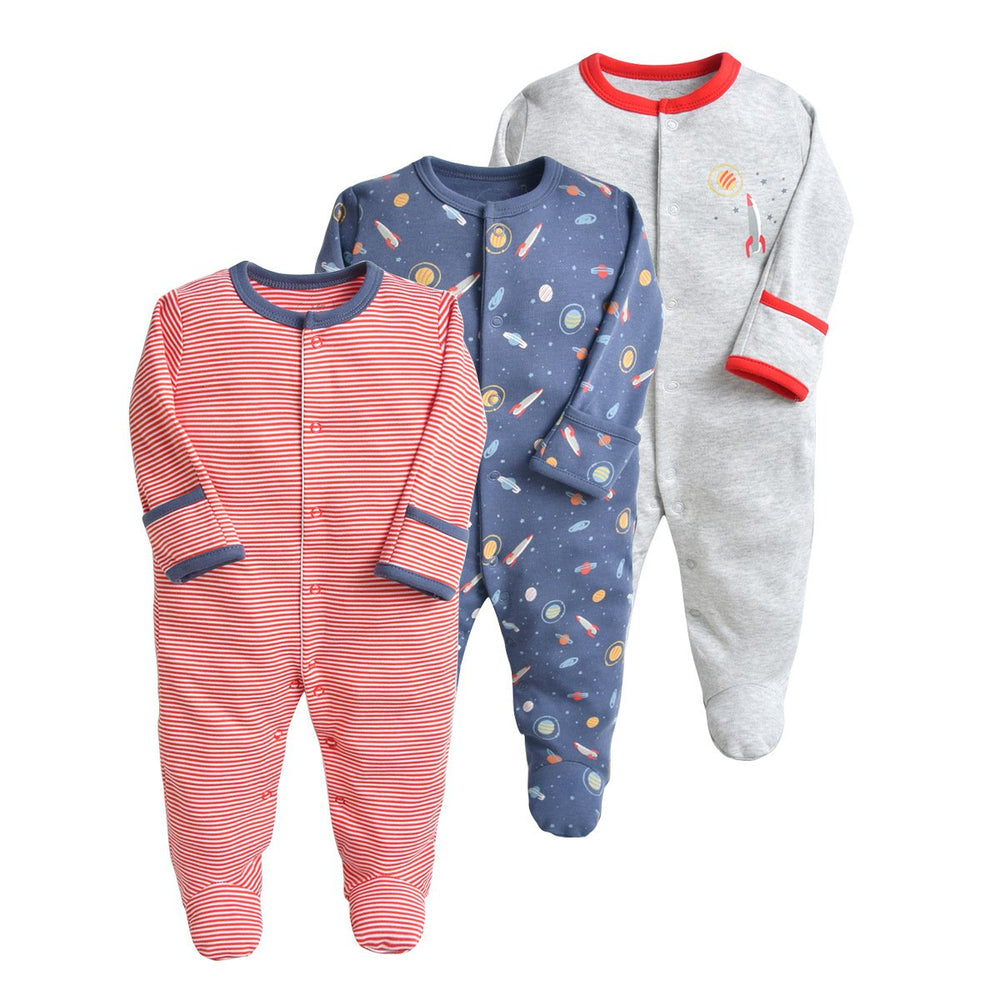 Baby Unisex Striped Flower Print Jumpsuits Wholesale 22041161
