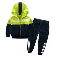 Load image into Gallery viewer, 2 Pieces Set Kid Big Kid Boys Striped Jackets Outwears And Pants Wholesale 22041118
