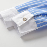 Load image into Gallery viewer, 2 Pieces Kid Boy Outfit Bow Tie Stripe Shirt &amp; Overall Pants Wholesale 69356795
