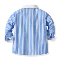 Load image into Gallery viewer, 2 Pieces Kid Boy Outfit Bow Tie Stripe Shirt &amp; Overall Pants Wholesale 69356795
