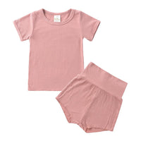 Load image into Gallery viewer, 2 Pieces Set Baby Kid Unisex Solid Color T-Shirts And Shorts Wholesale 23030311
