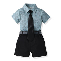 Load image into Gallery viewer, 2 Pieces Set Baby Kid Boys Flower Bow Print Shirts And Solid Color Shorts Wholesale 230326360
