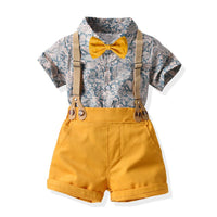 Load image into Gallery viewer, 2 Pieces Set Baby Kid Girls Boys Dressy Flower Bow Print Shirts And Solid Color Rompers And Dresses And Hats Wholesale 220526271
