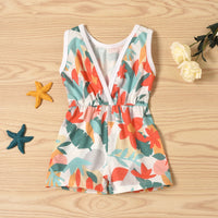 Load image into Gallery viewer, Little Girl Bird Or Flower Print Tank Romper Wholesale 89392406
