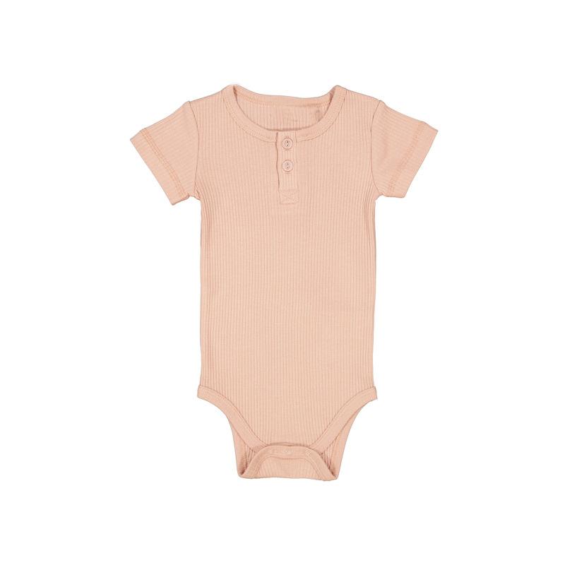 Baby Unisex Solid Color Muslin&Ribbed Rompers Wholesale 220518327