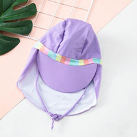 Load image into Gallery viewer, Two Pieces Kid Girl Unicorn Print Swimsui And Hat In Purple Wholesale 49962838
