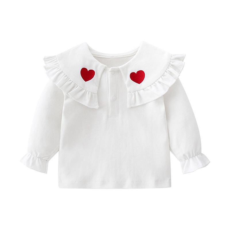 Baby Kid Girls Love heart Embroidered Tops Wholesale 220414523