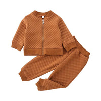 Load image into Gallery viewer, 2 Pieces Set Kid Unisex Solid Color Checked Jackets Outwears And Pants Wholesale 21210121
