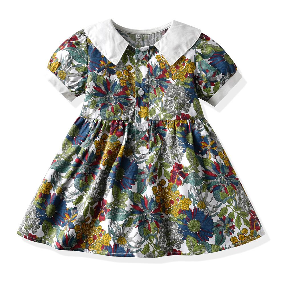 2 Pieces Set Baby Kid Girls Boys Dressy Flower Bow Print Shirts And Solid Color Rompers And Dresses And Hats Wholesale 220526271