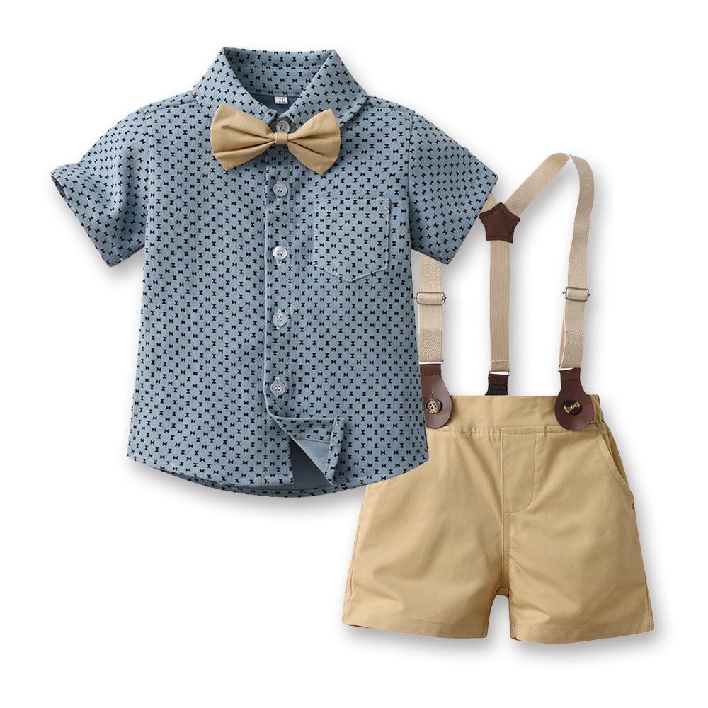 2 Pieces Set Baby Kid Boys Birthday Party Bow Shirts And Solid Color Rompers Wholesale 230326361