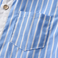 Load image into Gallery viewer, 2 Pieces Kid Boy Outfit Bow Tie Stripe Shirt &amp; Overall Pants Wholesale 69356795
