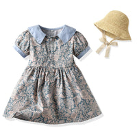 Load image into Gallery viewer, 2 Pieces Set Baby Kid Girls Boys Dressy Flower Bow Print Shirts And Solid Color Rompers And Dresses And Hats Wholesale 220526271
