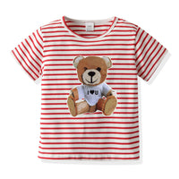 Load image into Gallery viewer, 2 Pieces Toddler Boy Cartoon Bear Stripe Set Tee And Shorts Wholesale 35322135
