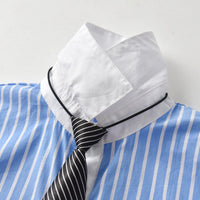 Load image into Gallery viewer, 2 Pieces Kid Boy Outfit Bow Tie Stripe Shirt &amp; Overall Pants Wholesale 69356795
