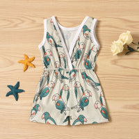 Load image into Gallery viewer, Little Girl Bird Or Flower Print Tank Romper Wholesale 89392406
