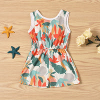 Load image into Gallery viewer, Little Girl Bird Or Flower Print Tank Romper Wholesale 89392406
