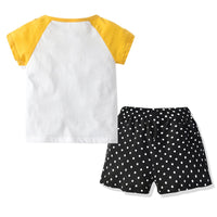 Load image into Gallery viewer, 2-Piece Toddler Girl Letter Set Raglan Sleeve Top Match Polka Dots Shorts Wholesale 87402260
