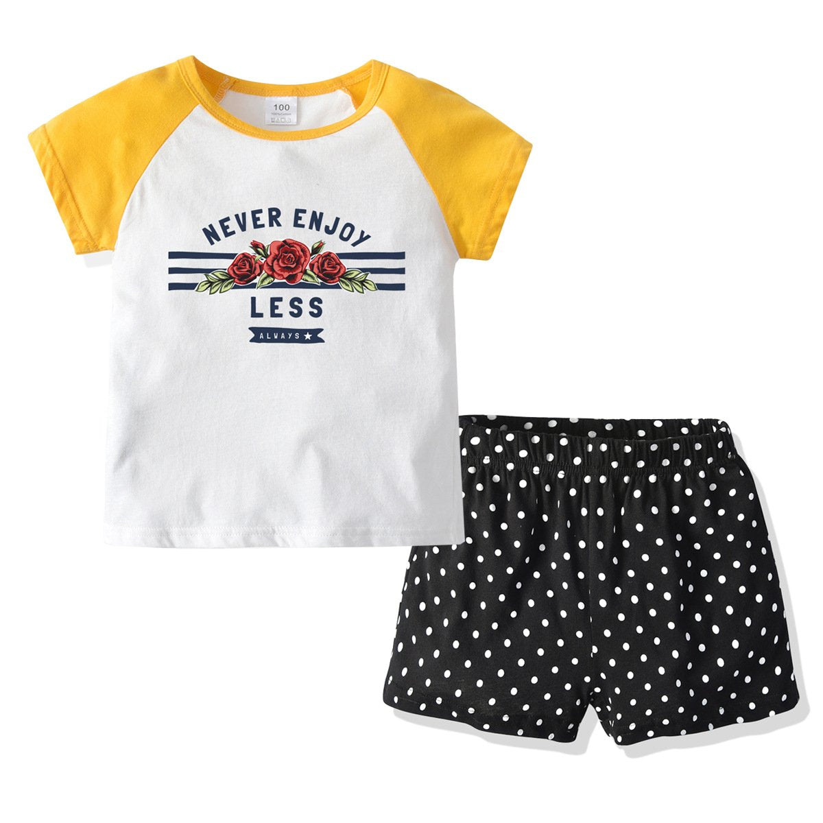 2-Piece Toddler Girl Letter Set Raglan Sleeve Top Match Polka Dots Shorts Wholesale 87402260