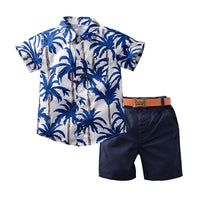 Load image into Gallery viewer, 2 Pieces Set Baby Kid Boys Tropical Shirts And Solid Color Shorts Wholesale 220425128
