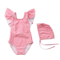 Load image into Gallery viewer, Girls Striped Fruit Checked Print Beach Swimwears Wholesale 22042948
