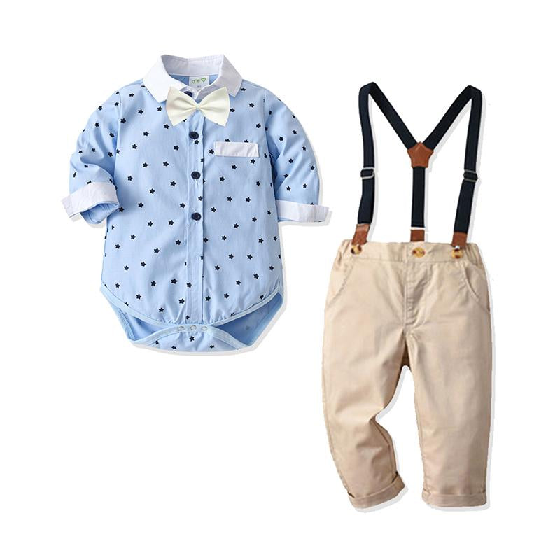 2 Pieces Set Baby Boys Star Print Rompers And Solid Color Pants Wholesale 211109149