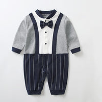 Load image into Gallery viewer, Baby Boys Striped Color-blocking Bow Birthday Party Jumpsuits Wholesale 230213162

