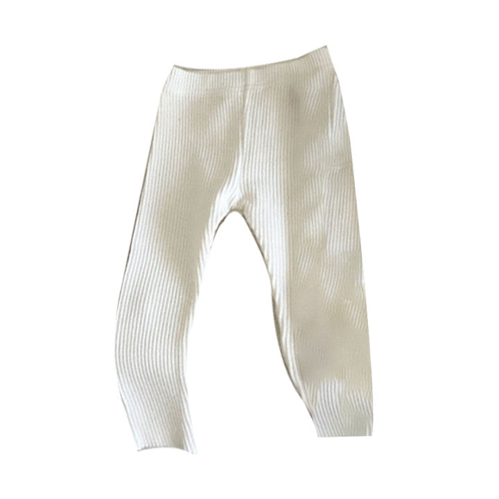Baby Kid Unisex Solid Color Muslin&Ribbed Pants Leggings Wholesale 220909154